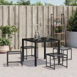 vidaXL Taburete de grădină, 4 buc. negru, poliratan vidaXL Taburete de grădină, 4 buc. negru, poliratan