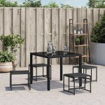 vidaXL Taburete de grădină, 4 buc., negru, oțel și textilenă vidaXL Taburete de grădină, 4 buc., negru, oțel și textilenă