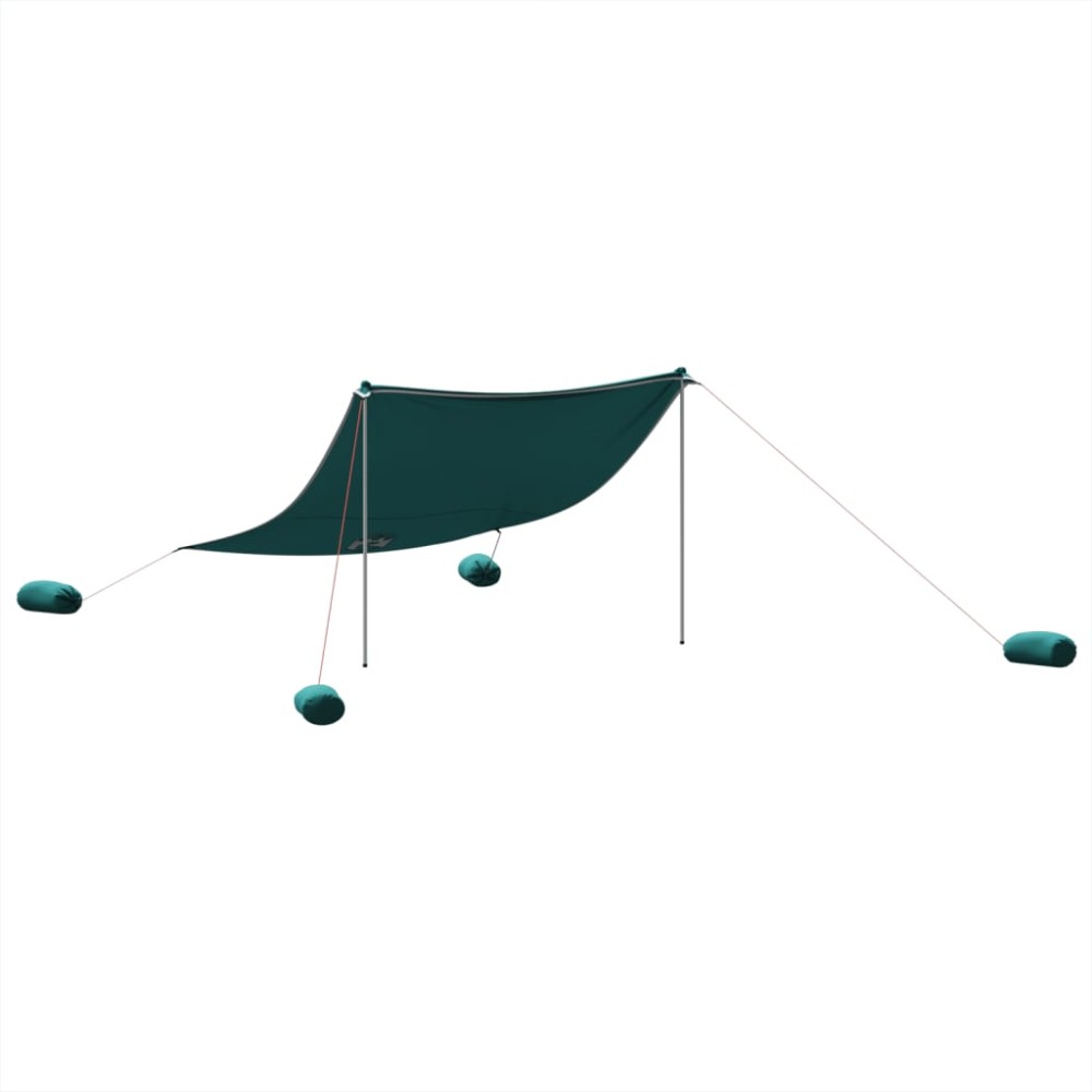 vidaXL Baldachin de plajă cu ancore de nisip, verde, 304x300 cm