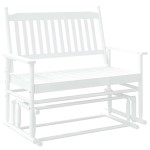 vidaXL Bancă glisantă, alb, 118x70x104,5 cm, lemn masiv de plop vidaXL Bancă glisantă, alb, 118x70x104,5 cm, lemn masiv de plop