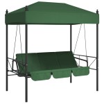 vidaXL Bancă balansoar de grădină cu copertină, verde, oțel vidaXL Bancă balansoar de grădină cu copertină, verde, oțel