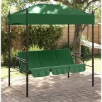 vidaXL Bancă balansoar de grădină cu copertină, verde, oțel vidaXL Bancă balansoar de grădină cu copertină, verde, oțel