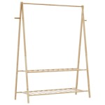 vidaXL Cuier pentru haine cu rafturi, 132x45,5x150,5 cm, bambus vidaXL Cuier pentru haine cu rafturi, 132x45,5x150,5 cm, bambus