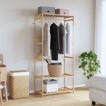 vidaXL Cuier pentru haine cu rafturi, 80x40x175 cm, bambus vidaXL Cuier pentru haine cu rafturi, 80x40x175 cm, bambus
