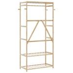 vidaXL Cuier pentru haine cu rafturi, 80x40x175 cm, bambus vidaXL Cuier pentru haine cu rafturi, 80x40x175 cm, bambus