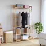 vidaXL Cuier pentru haine cu rafturi, 110x40x180 cm, bambus vidaXL Cuier pentru haine cu rafturi, 110x40x180 cm, bambus