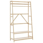 vidaXL Cuier pentru haine cu rafturi, 110x40x180 cm, bambus vidaXL Cuier pentru haine cu rafturi, 110x40x180 cm, bambus