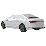 vidaXL Husă auto parțială, cu cârlige, argintiu, L vidaXL Husă auto parțială, cu cârlige, argintiu, L