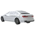 vidaXL Husă auto parțială, cu cârlige, argintiu, M, PEVA vidaXL Husă auto parțială, cu cârlige, argintiu, M, PEVA