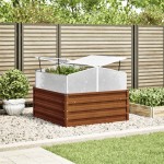 vidaXL Jardinieră de grădină cu seră, oțel pentru intemperii