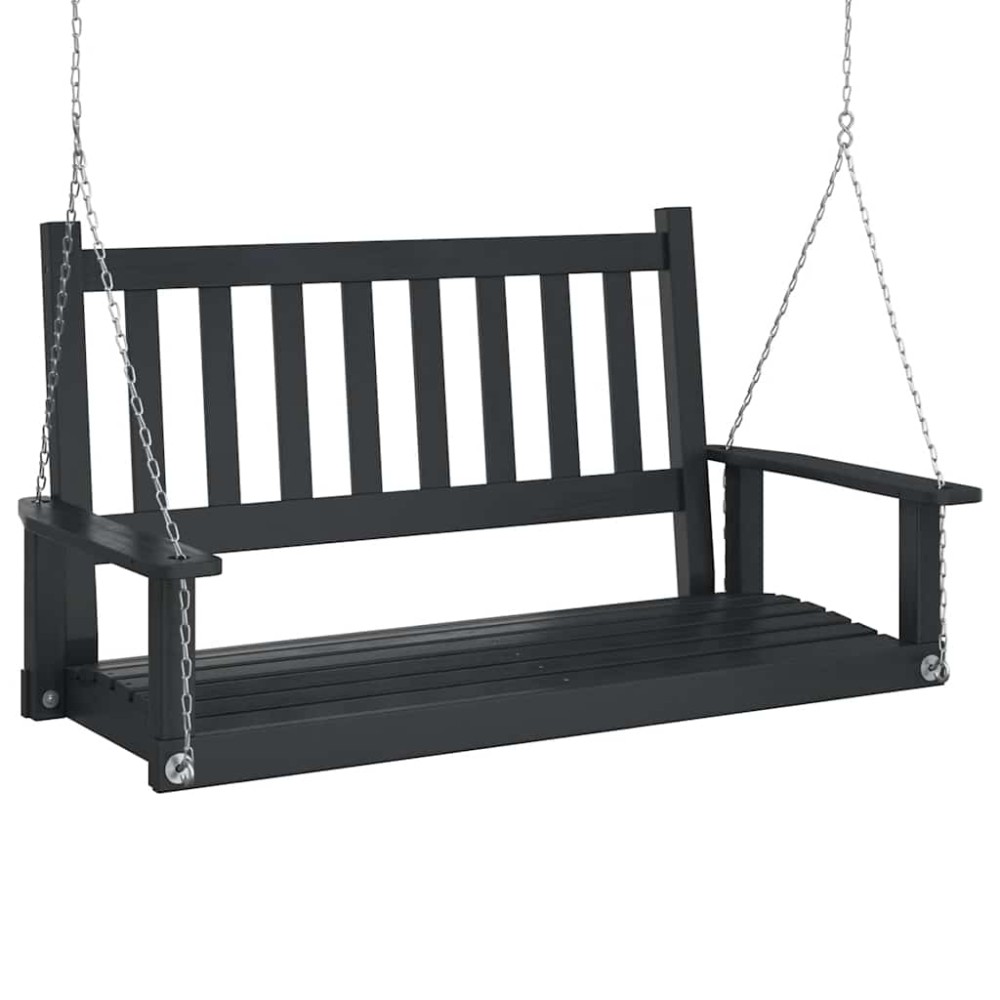 vidaXL Bancă balansoar grădină lanțuri metalice negru lemn masiv brad