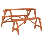 vidaXL Masă de picnic cu bănci, lemn masiv brad, convertibilă 2 în 1
