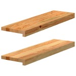 vidaXL Pervaz 2 buc lemn masiv de maro deschis 70x20x2 cm vidaXL Pervaz 2 buc lemn masiv de maro deschis 70x20x2 cm