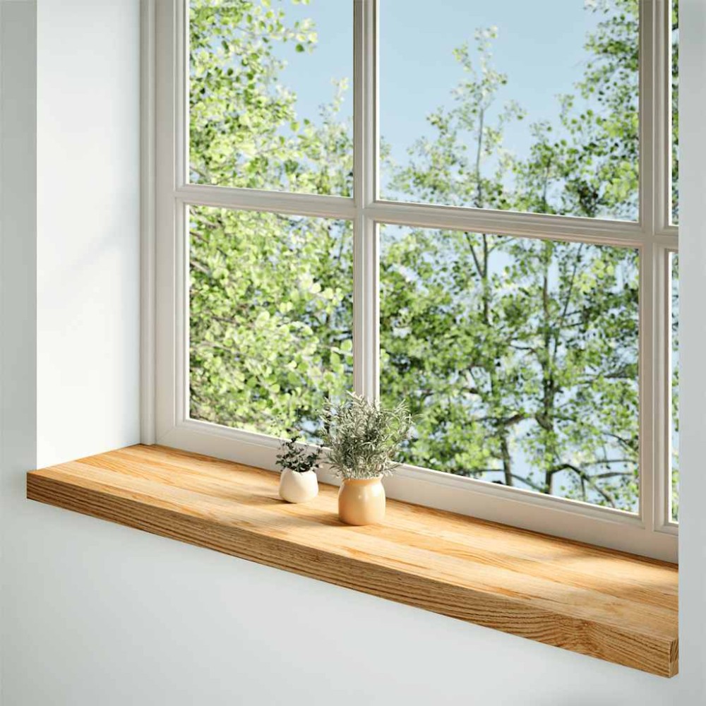 vidaXL Pervaz 2 buc lemn masiv de maro deschis 100x25x2 cm