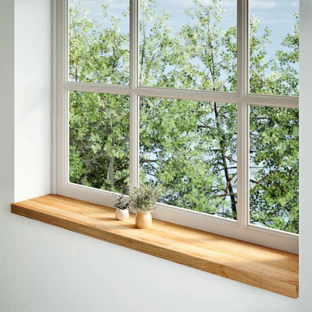 vidaXL Pervaz 2 buc lemn masiv de maro deschis 140x30x2 cm