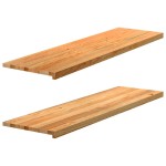 vidaXL Pervaz 2 buc lemn masiv de maro deschis 140x40x2 cm vidaXL Pervaz 2 buc lemn masiv de maro deschis 140x40x2 cm