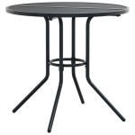 vidaXL Masă terasă rotundă, antracit, Ø80x72,5 cm oțel vopsit electro. vidaXL Masă terasă rotundă, antracit, Ø80x72,5 cm oțel vopsit electro.