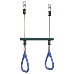 vidaXL Bară trapez cu inele de gimnastică copii, albastru/verde, oțel vidaXL Bară trapez cu inele de gimnastică copii, albastru/verde, oțel