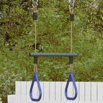 vidaXL Bară trapez cu inele de gimnastică copii, albastru/verde, oțel vidaXL Bară trapez cu inele de gimnastică copii, albastru/verde, oțel