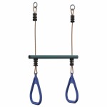 vidaXL Bară trapez cu inele de gimnastică copii, albastru/verde, oțel vidaXL Bară trapez cu inele de gimnastică copii, albastru/verde, oțel