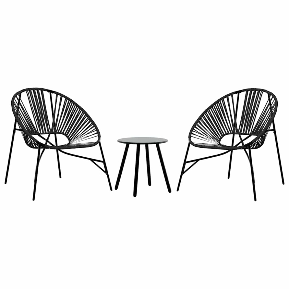 vidaXL Set scaune de grădină 3 buc Poly Rattan negru