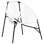 vidaXL Set scaune de grădină 3 buc Poly Rattan alb și negru