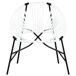 vidaXL Set scaune de grădină 3 buc Poly Rattan alb și negru