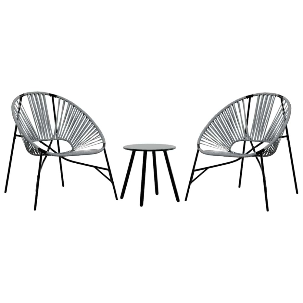vidaXL Set scaune de grădină 3 buc Polyrattan negru și gri deschis