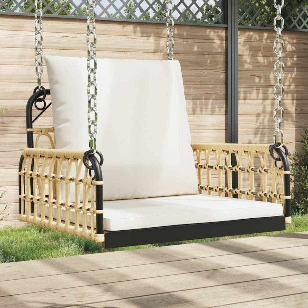vidaXL Scaun balansoar cu perne, 63x58x39 cm, poliratan și oțel