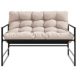 vidaXL Bancă de grădină cu pernă, taupe, 113 cm, oțel
