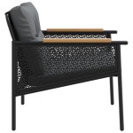 vidaXL Scaune de grădină cu perne, 2 buc., negru, oțel