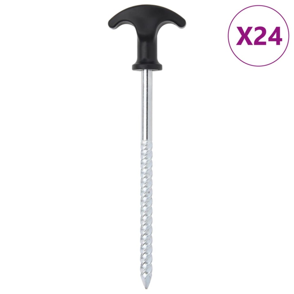 vidaXL Țăruși de cort, 24 buc., 17 cm, Ø7 mm, oțel galvanizat