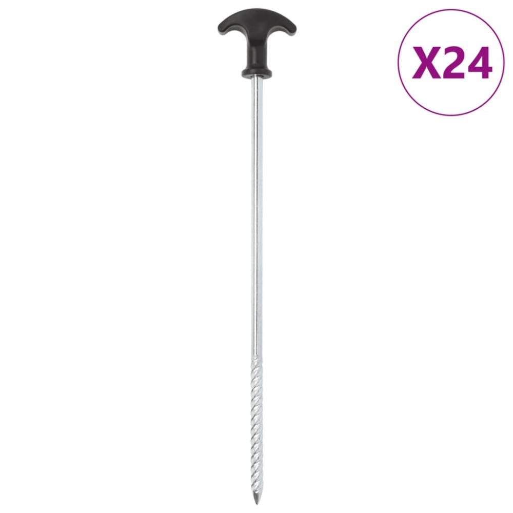 vidaXL Țăruși de cort, 24 buc., 30 cm, Ø7 mm, oțel galvanizat