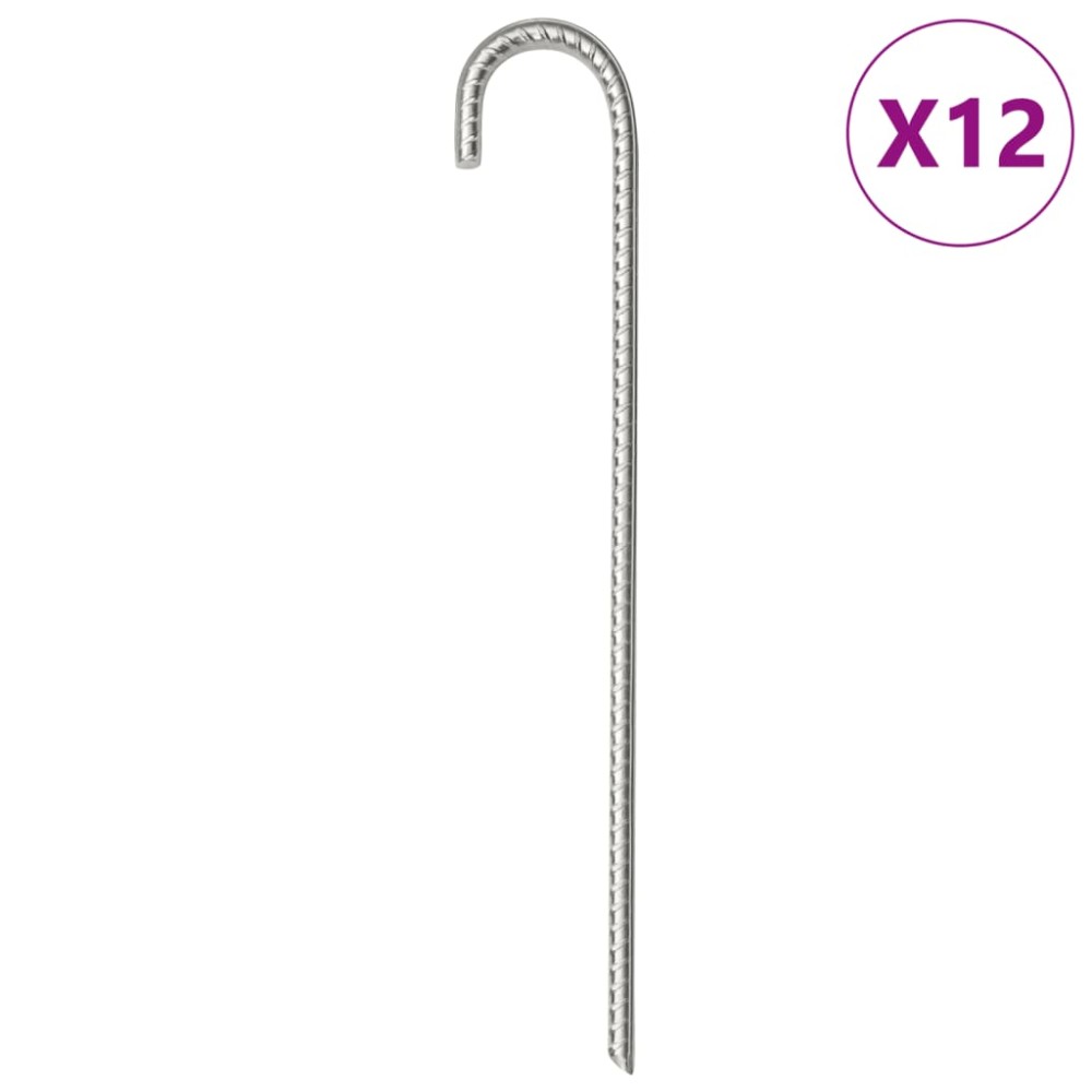 vidaXL Țăruși de cort, 12 buc., 37 cm, Ø10 mm, oțel galvanizat