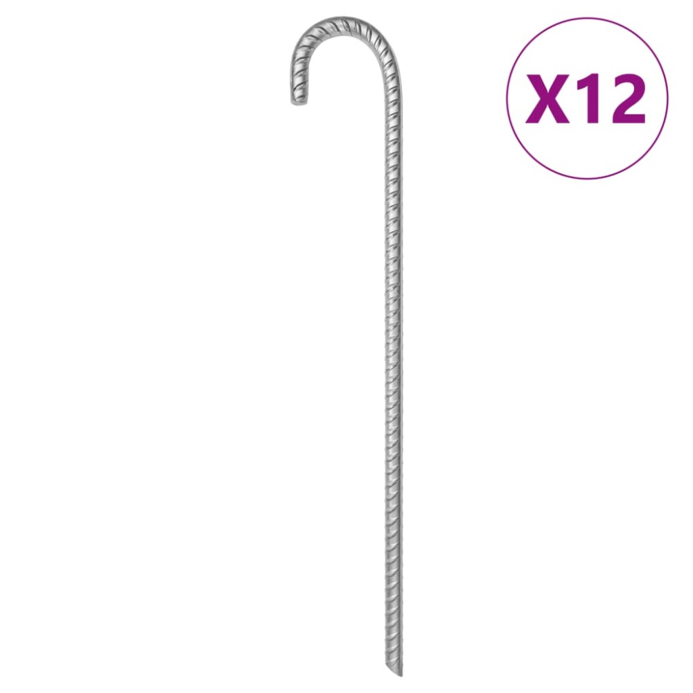 vidaXL Țăruși de cort, 12 buc., 41,5 cm, Ø12 mm, oțel galvanizat