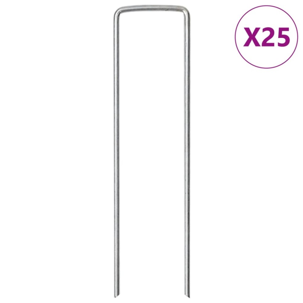 vidaXL Țăruși de pământ în formă de U 25 buc. 15x3,5cm oțel galvanizat