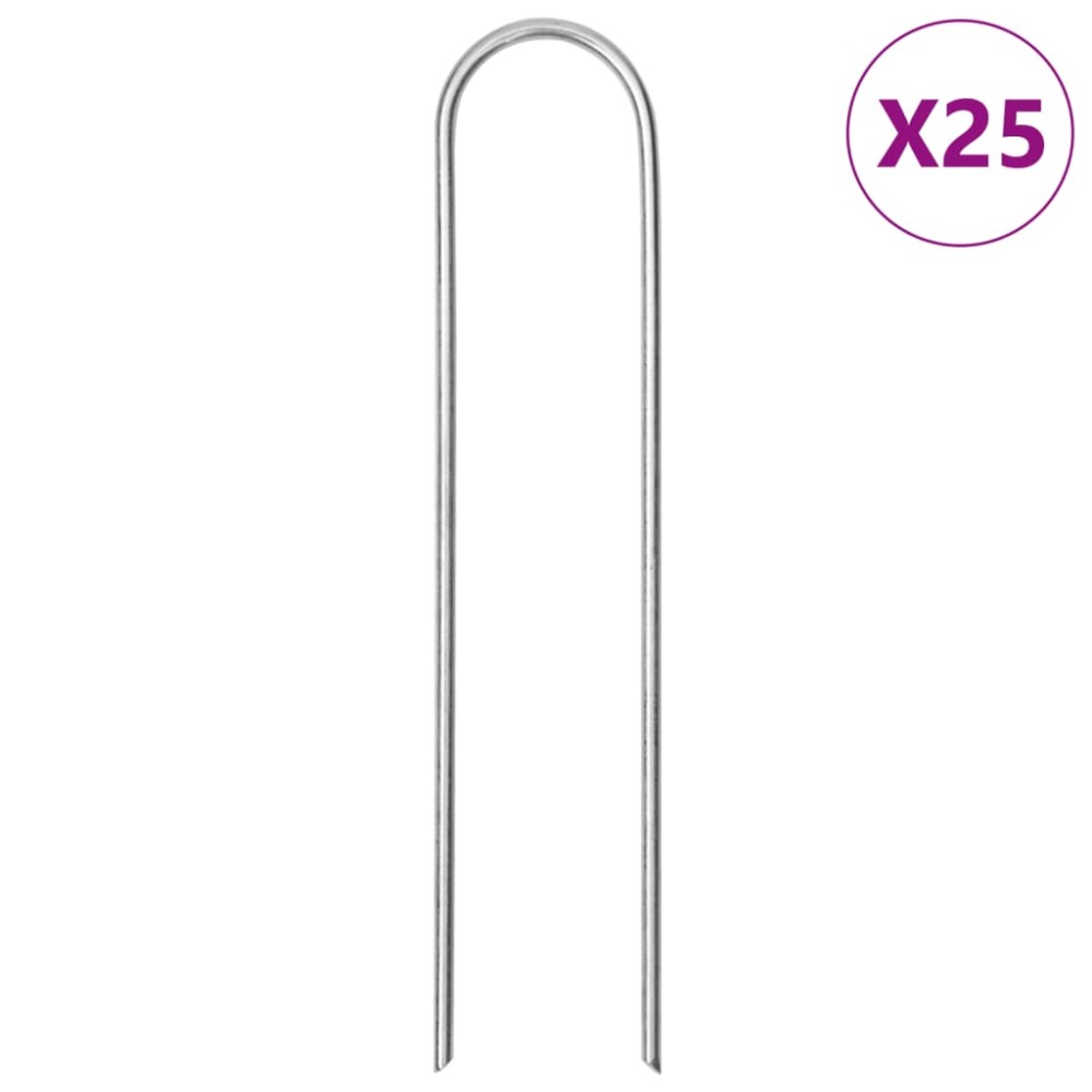 vidaXL Țăruși de pământ în formă de U 25 buc. 15x3,5cm oțel galvanizat
