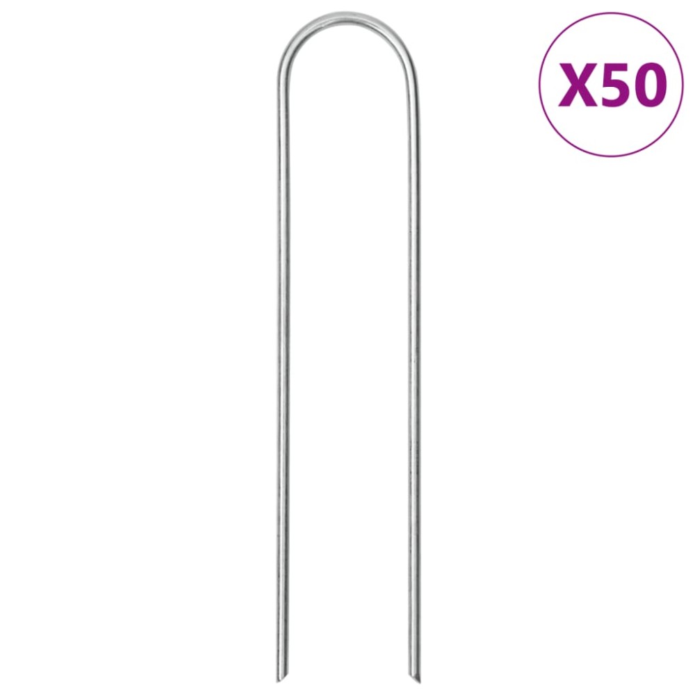 vidaXL Țăruși de pământ în formă de U 50 buc. 15x3,5cm oțel galvanizat