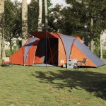 vidaXL Cort de familie cupolă 6 persoane, gri/portocaliu, impermeabil vidaXL Cort de familie cupolă 6 persoane, gri/portocaliu, impermeabil