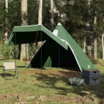 vidaXL Cort de camping tipi pentru 5 persoane, verde, impermeabil