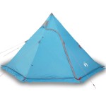 vidaXL Cort de camping tipi pentru 5 persoane, albastru, impermeabil