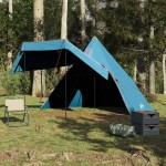 vidaXL Cort de camping tipi pentru 5 persoane, albastru, impermeabil