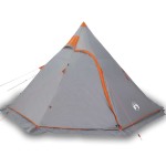vidaXL Cort de camping tipi pentru 5 persoană, gri, impermeabil
