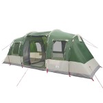 vidaXL Cort de camping tunel pentru 4 persoane, verde, impermeabil
