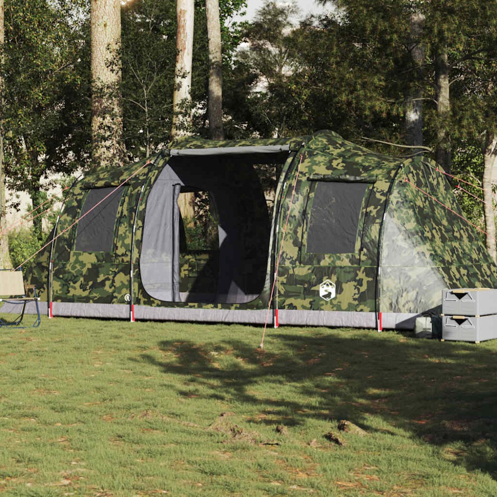 vidaXL Cort de camping tunel pentru 4 persoane, camuflaj, impermeabil