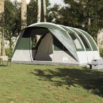 vidaXL Cort de camping tunel pentru 5 persoane, verde, impermeabil