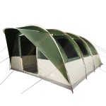 vidaXL Cort de camping tunel pentru 5 persoane, verde, impermeabil