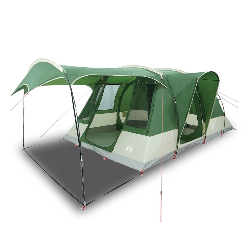 vidaXL Cort de camping tunel pentru 5 persoane, verde, impermeabil