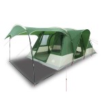 vidaXL Cort de camping tunel pentru 5 persoane, verde, impermeabil