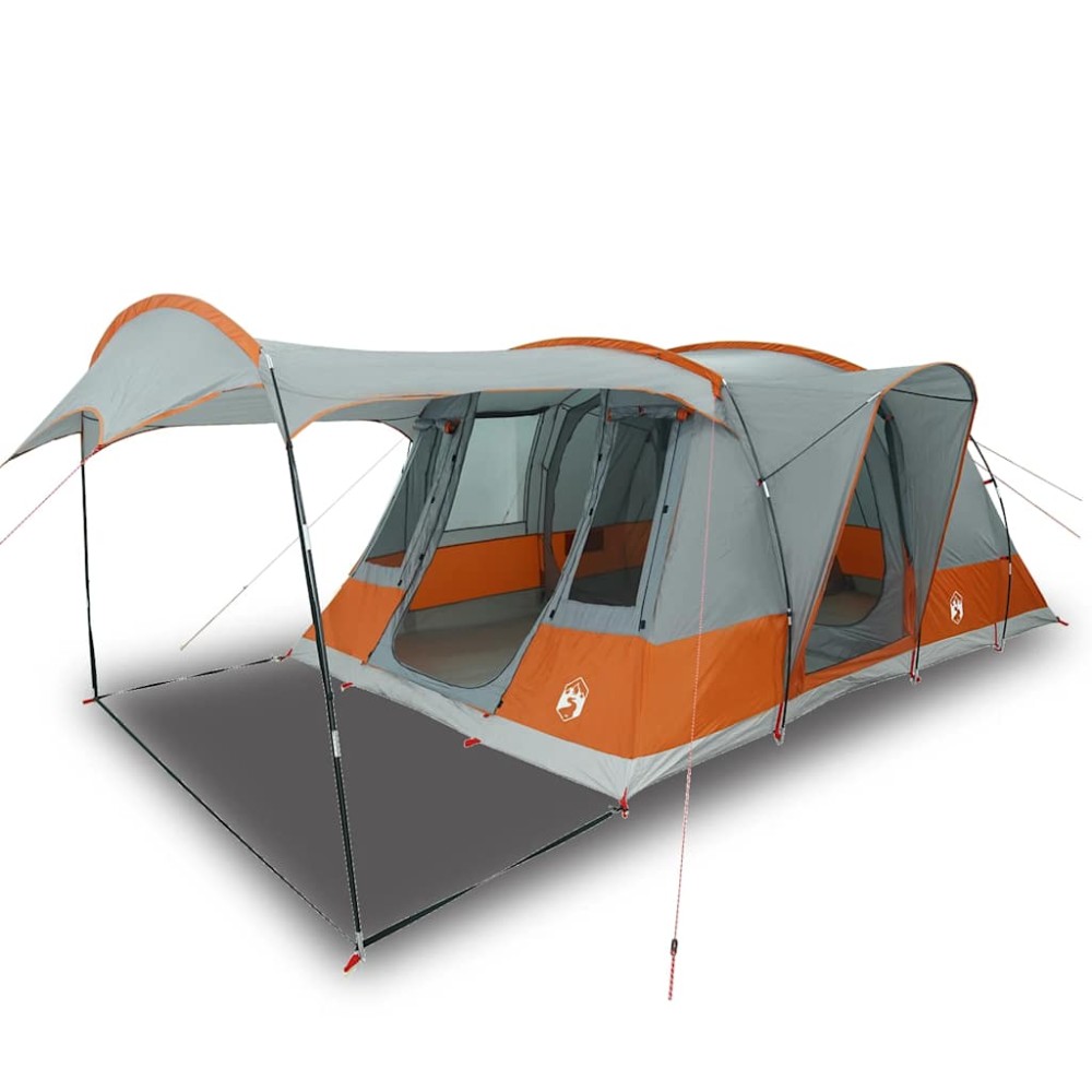 vidaXL Cort de camping tunel 5 persoane, gri/portocaliu, impermeabil